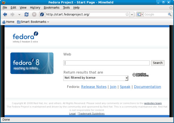 Fedora 9 beta - Firefox 3 beta 4