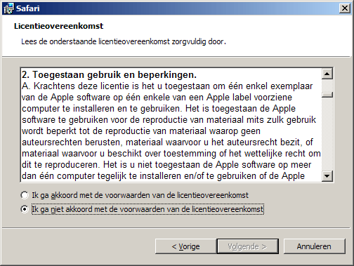 Safari 3.1 eula Nederlands