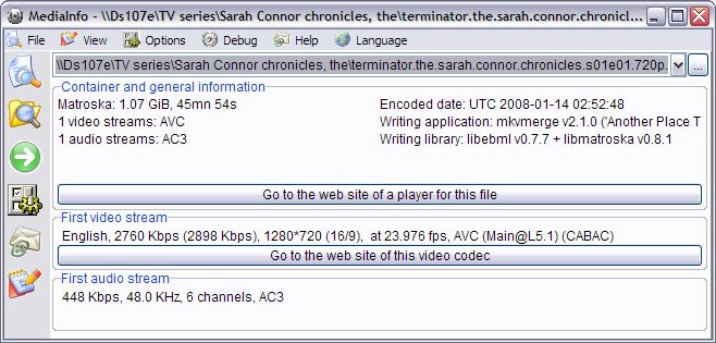 MediaInfo 0.7.6.2 screenshot