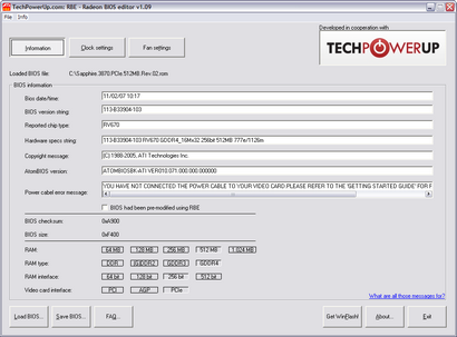 TechPowerUp Radeon Bios Editor 1.09 screenshot (410 pix)