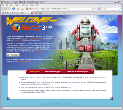 Mozilla Firefox 3.0 beta 5 screenshot (410 pix)