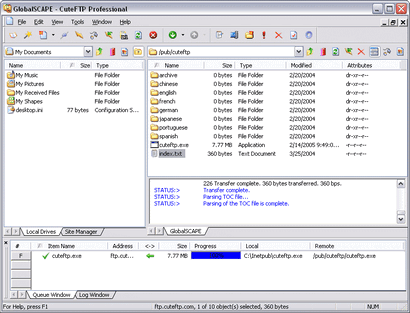CuteFTP screenshot (410 pix)