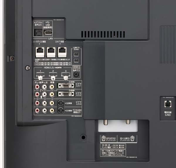 Toshiba Regza ZH500-serie - aansluitingen achterzijde