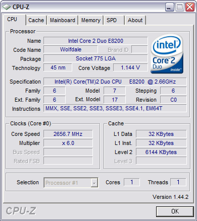 CPU-Z 1.44.2 screenshot