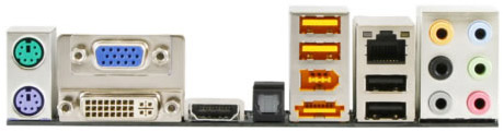 Gigabyte GA-MA78GM-S2H back panel