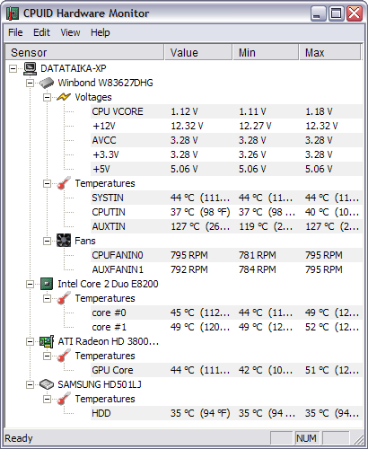 HWMonitor 1.09 screenshot