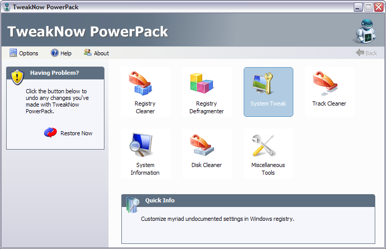 TweakNow PowerPack 2.0.2 screenshot