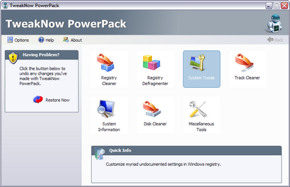 TweakNow PowerPack 2.0.2 screenshot (410 pix)