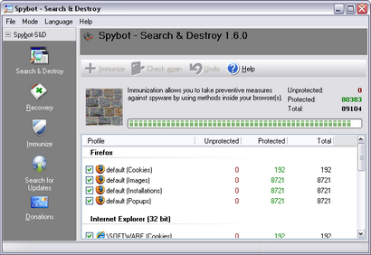 Spybot - Search & Destroy 1.6 screenshot (410 pix)