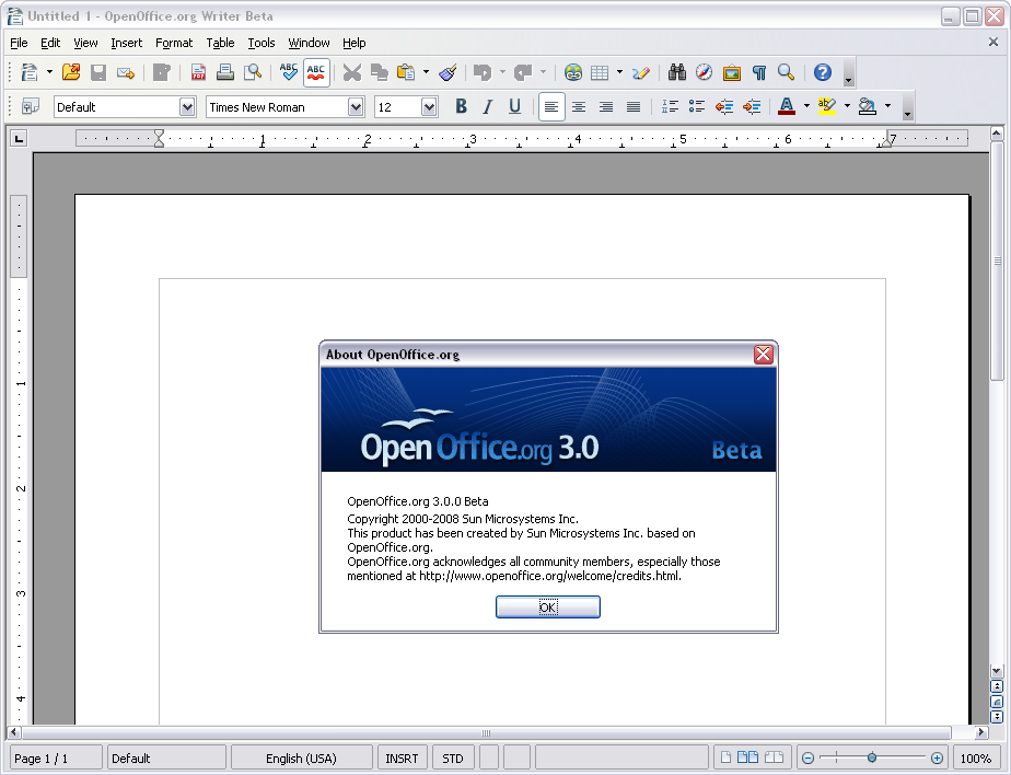 OpenOffice.org 3.0 beta 1 - Writer screenshot