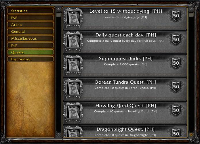 World of Warcraft: Wrath of the Lich King Achievements