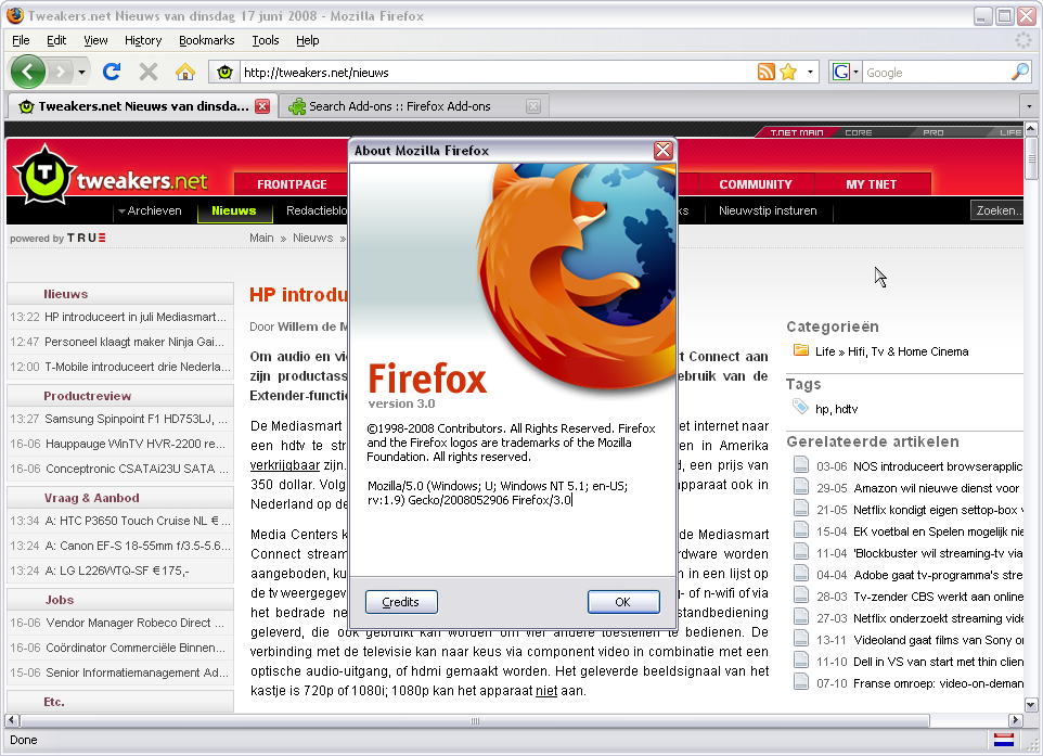 Mozilla Firefox 3.0 screenshot