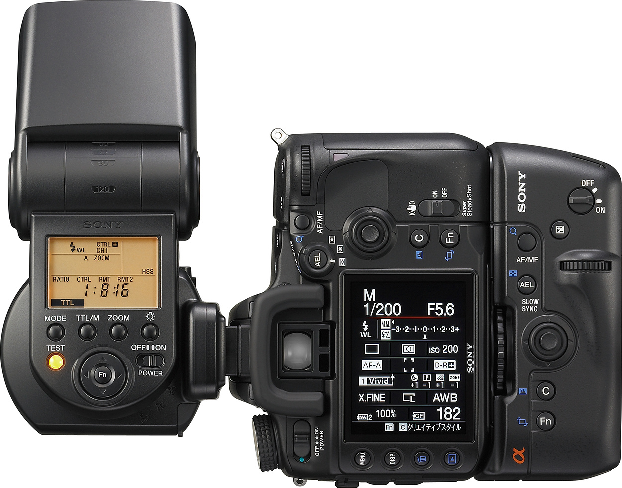 Sony HVL-F58AM - flitser gedraaid (achterkant)