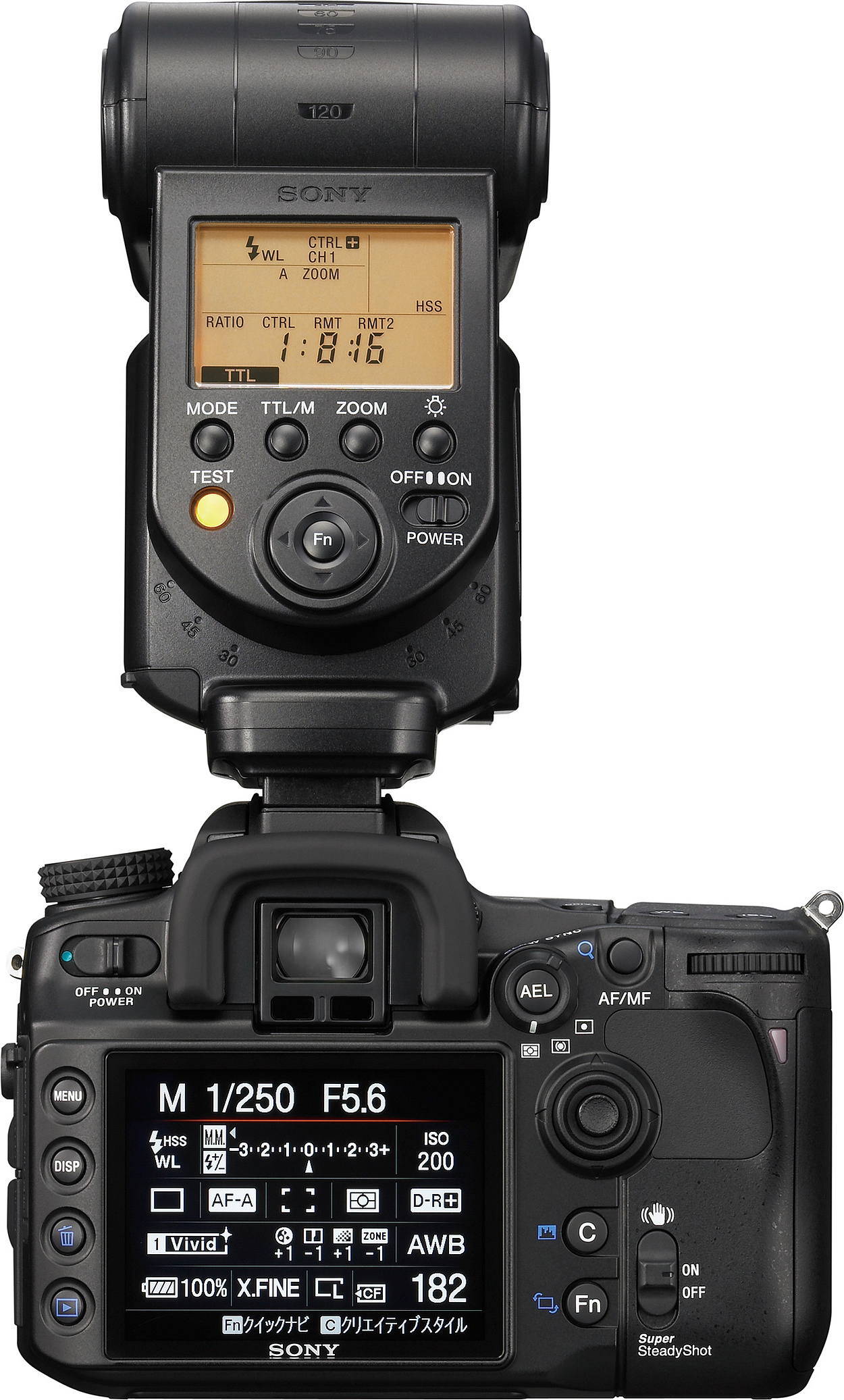 Sony HVL-F58AM - flitser op camera (achteraanzicht)