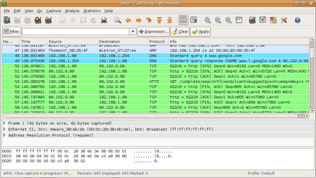 Wireshark onder Ubuntu