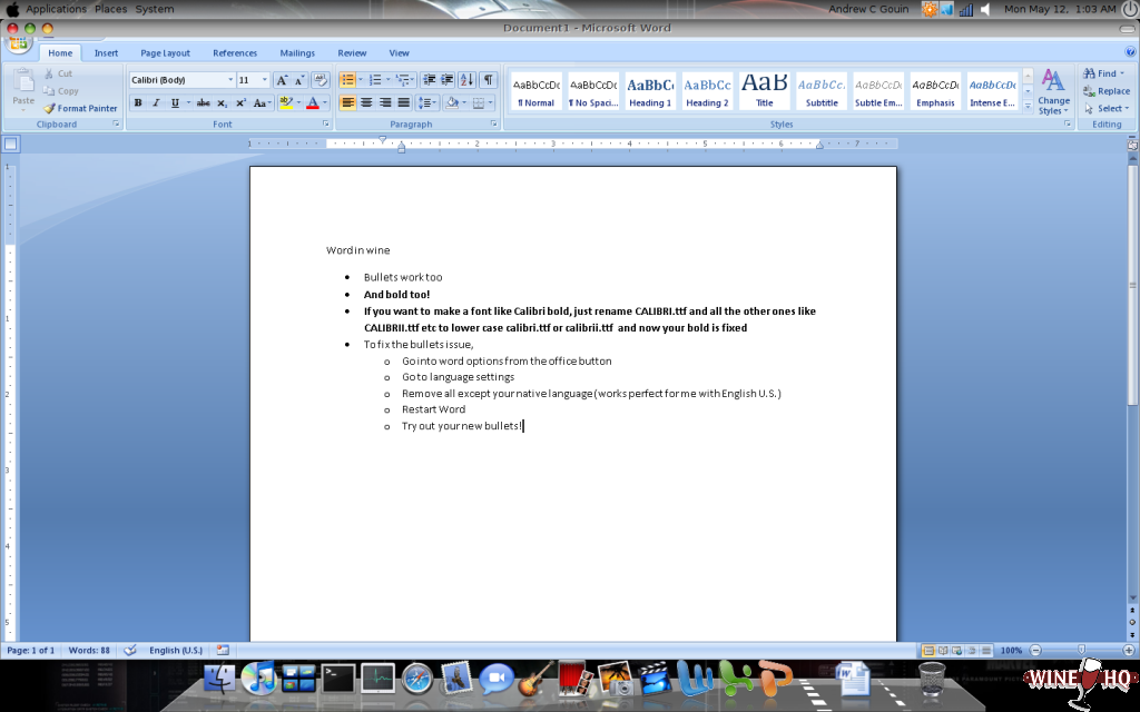 Office 2007 onder Wine op Linux