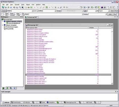 Usenet Explorer screenshot (481 pix)