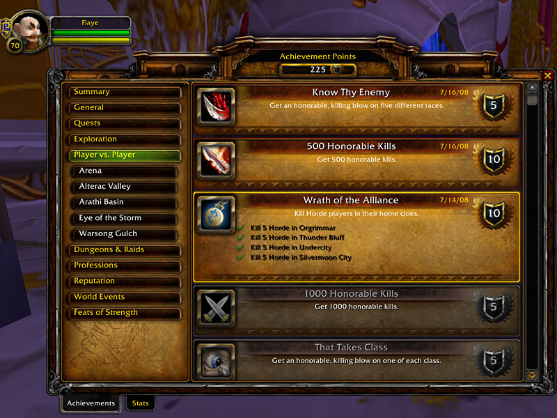 World of Warcraft: Wrath of the Lich King Achievements