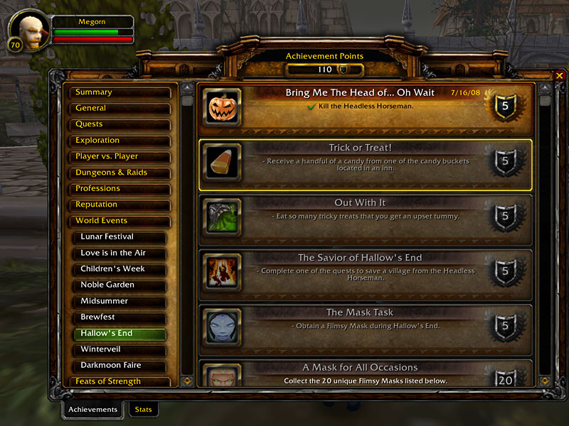 World of Warcraft: Wrath of the Lich King Achievements