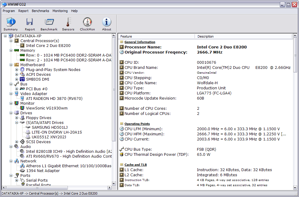 HWiNFO32 2.20 screenshot
