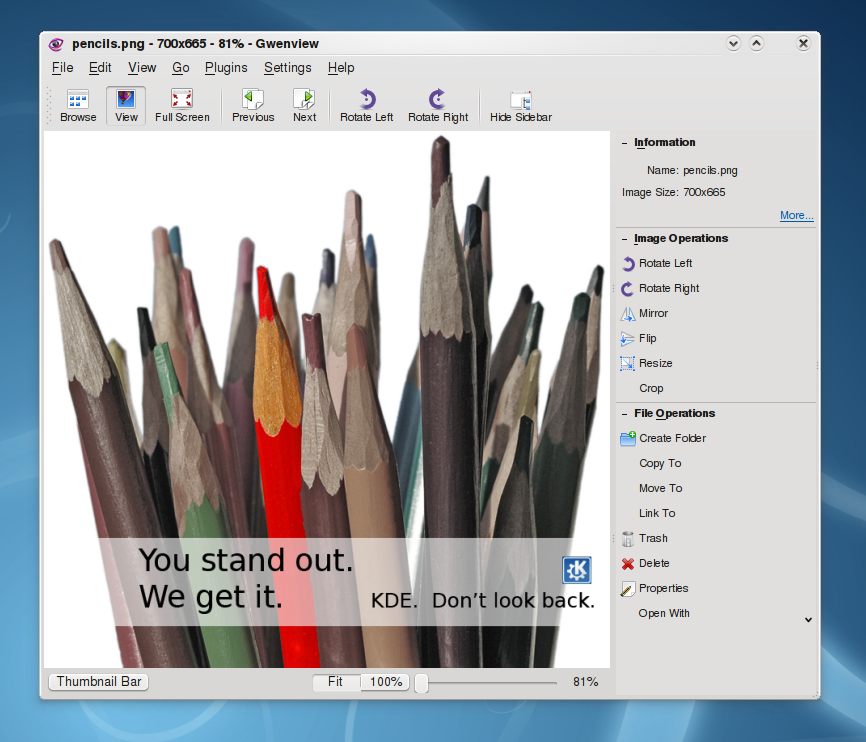KDE 4.1 - Vernieuwde zijbalk in Gwenview