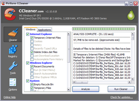 Crap Cleaner 2.10.618 screenshot (481 pix)