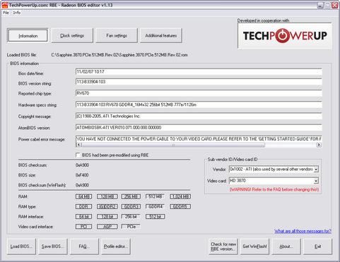 TechPowerUp Radeon Bios Editor 1.13 screenshot (481 pix)