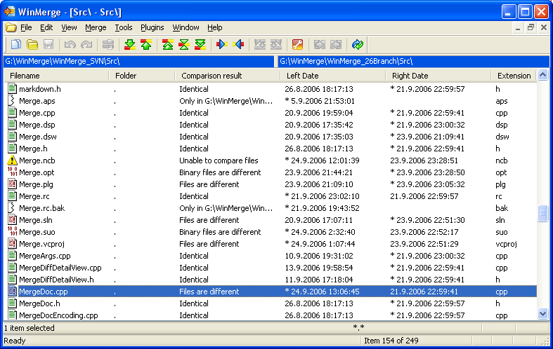 Winmerge 2.8 - folder compare