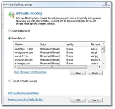 Internet Explorer 8 - Inprivate browsing