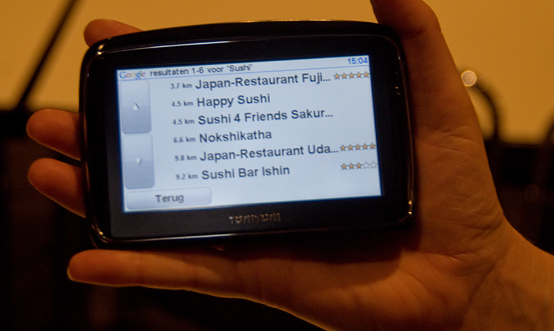 TomTom 940 Live - Google Local Search zoekresultaten