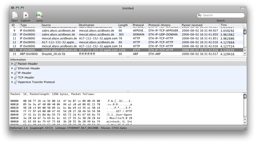 Cocoa Packet Analyzer - main