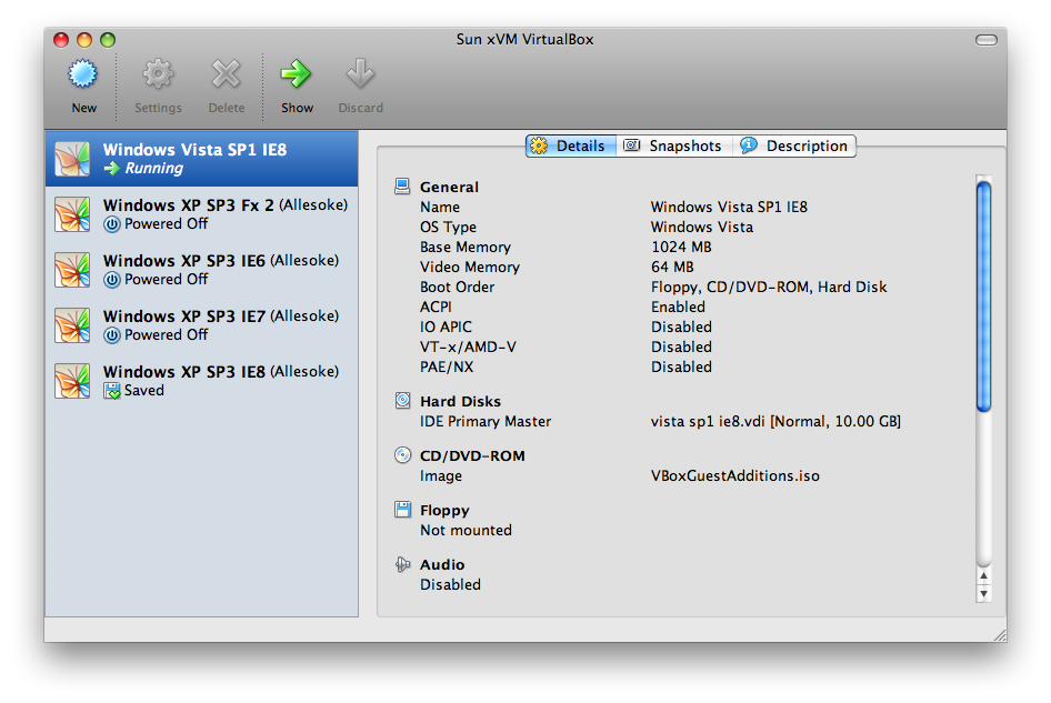 Nieuwe interface van Virtualbox onder OS X