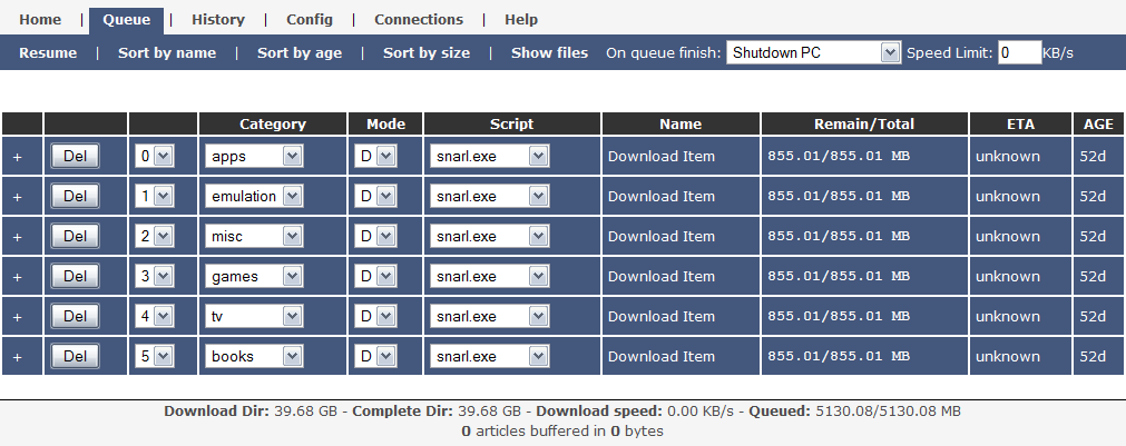SABnzbd screenshot