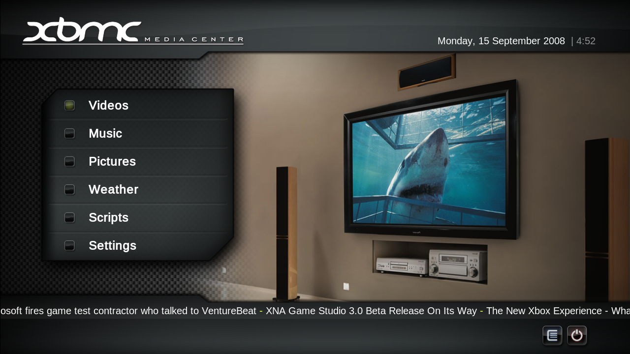 Xbmc Beta 1 - Home screen