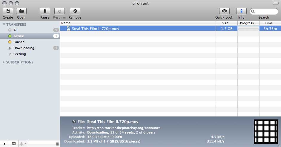 �Torrent alpha voor de Mac