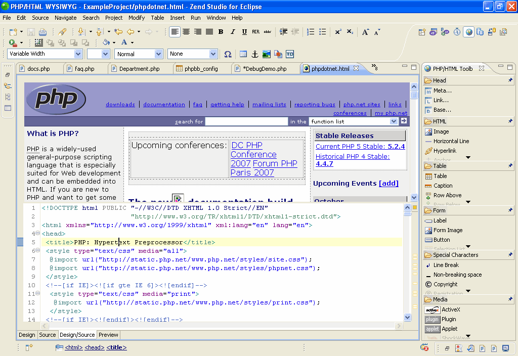 Zend Studio for Eclipse - HTML WYSIWYG