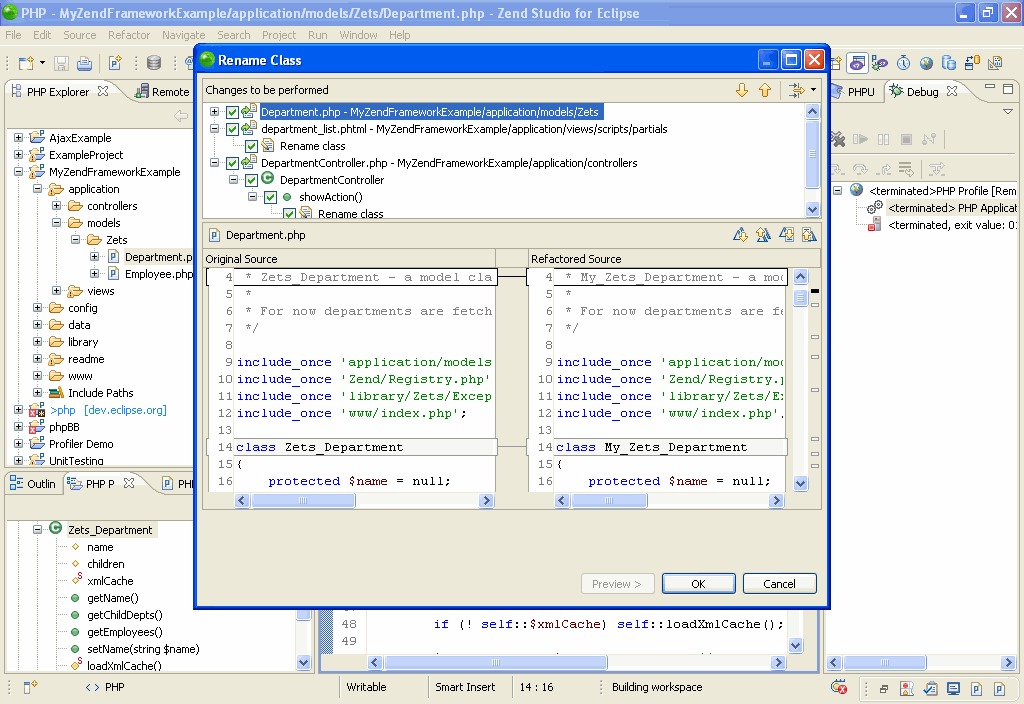 Zend Studio for Eclipse - Refactoring
