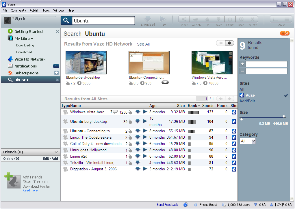 Vuze 4.0.0.0 screenshot
