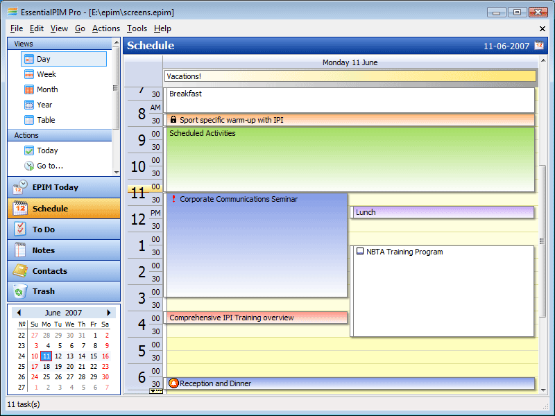 EssentialPIM - schedule