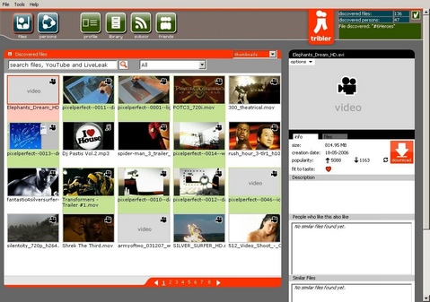 Tribler screenshot (481 pix)