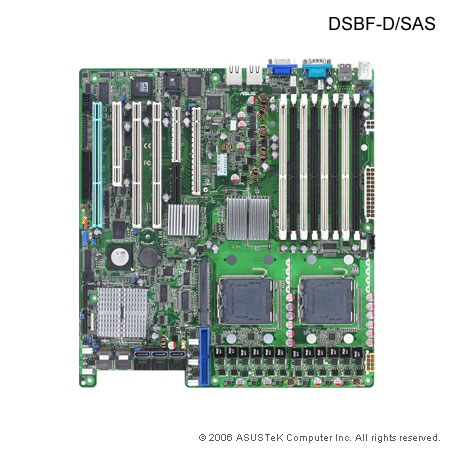 Asus DSBF-D/SAS, 5000P (SSI, PCI-X, PCI-e, LAN, SATA, SAS, RAID, VGA)