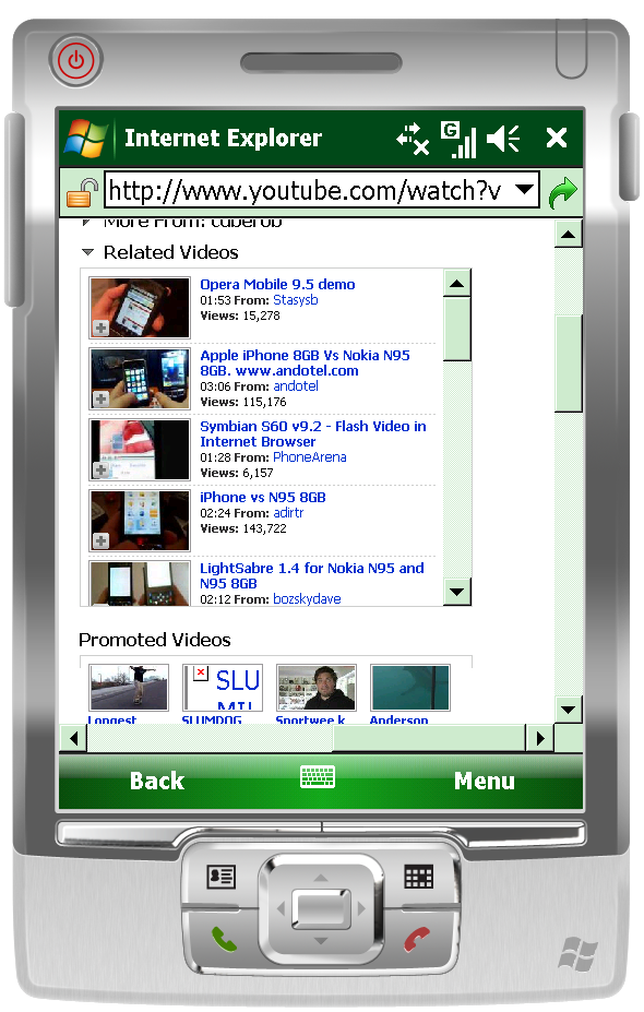 IE Mobile 6 Youtube