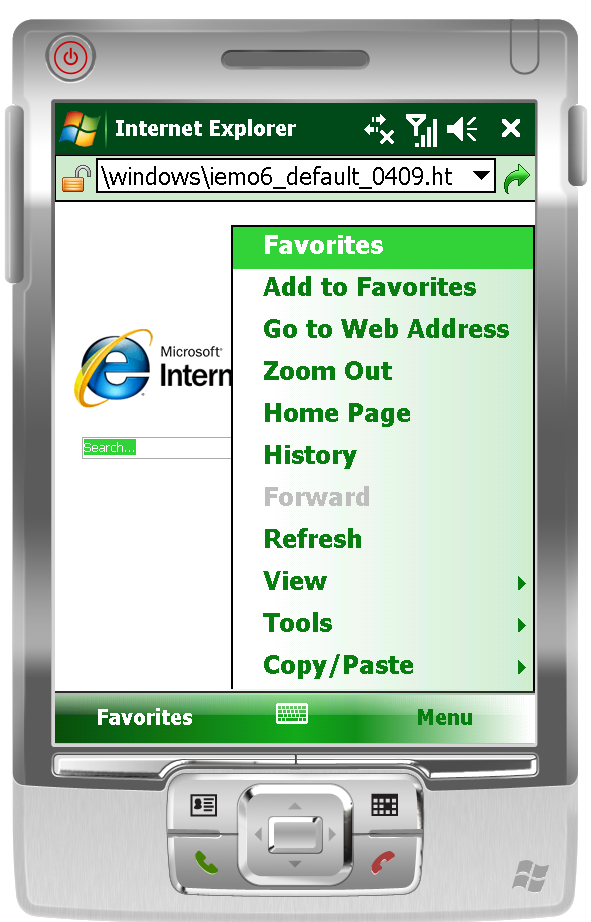 IE Mobile 6 Menu
