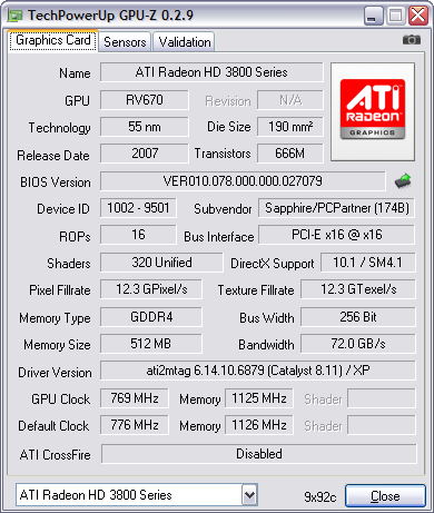 GPU-Z 0.2.9 screenshot