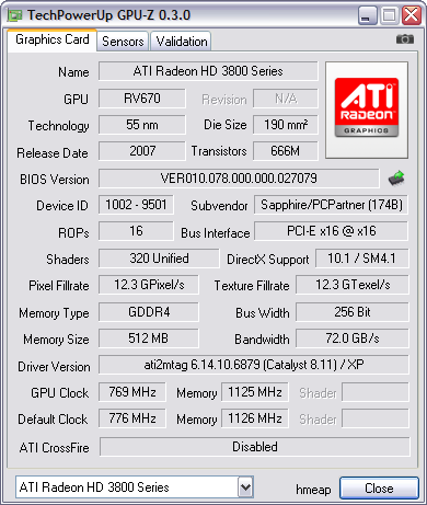 GPU-Z 0.3.0 screenshot