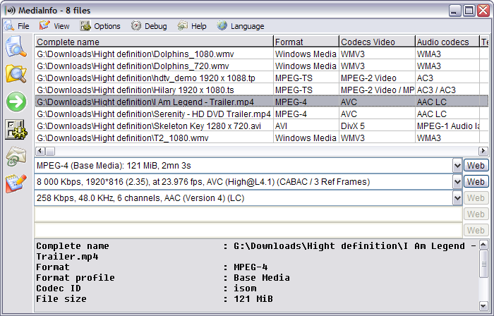 MediaInfo 0.7.11 screenshot