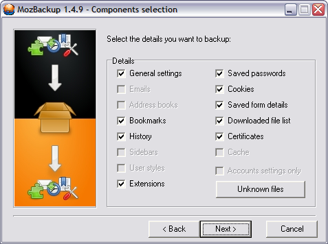 MozBackup 1.4.9 screenshot