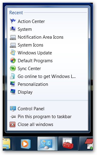 Windows 7 nader bekeken - Jumplist
