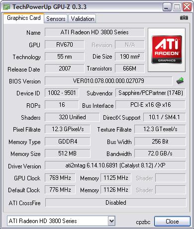 GPU-Z 0.3.3 screenshot