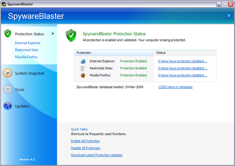 SpywareBlaster 4.2 screenshot (481 pix)